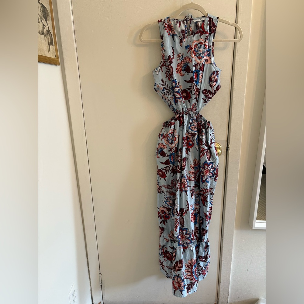 RHODE Gray and White Sleeveless Halter Sundress